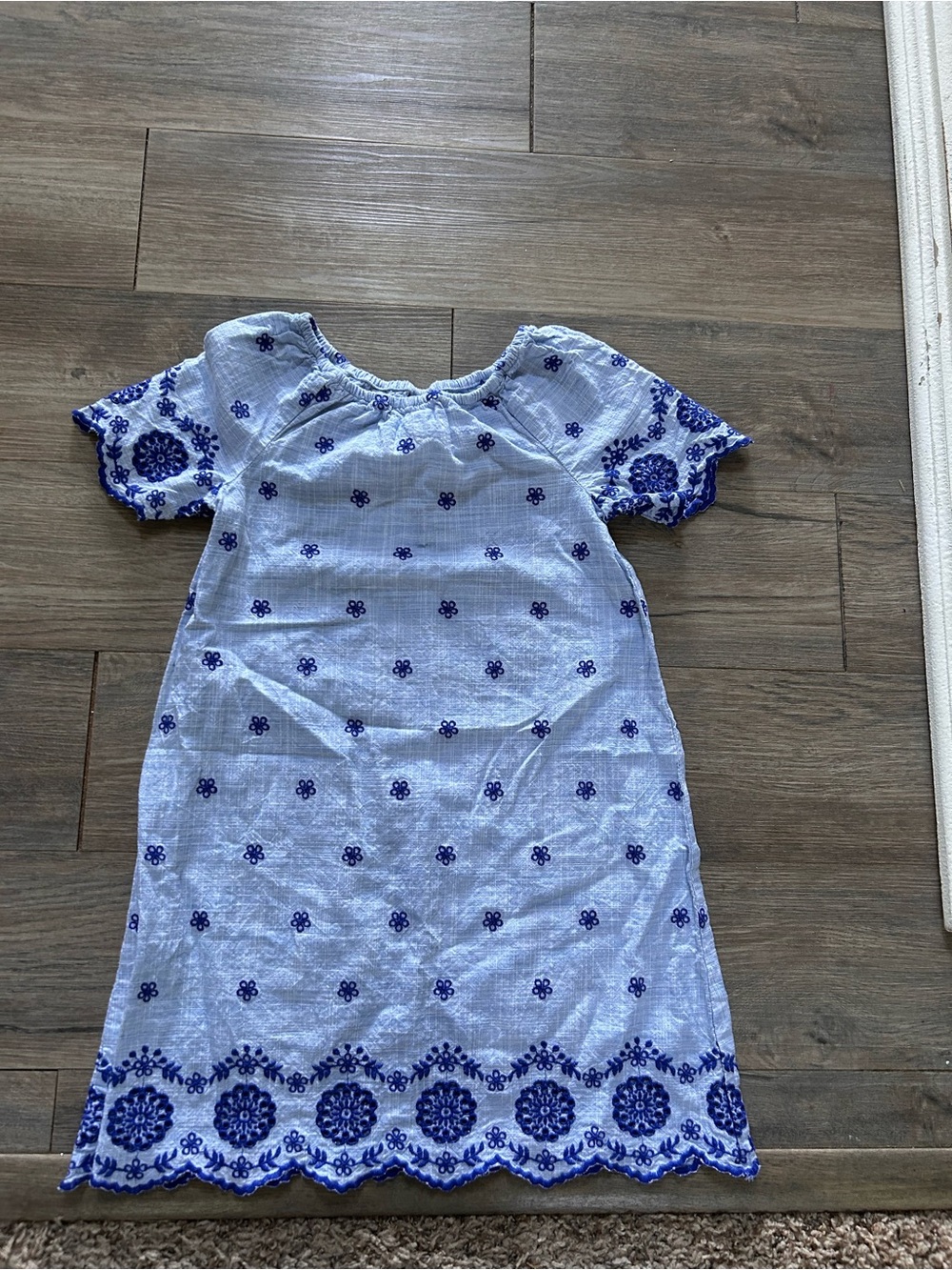 Gymboree Light Blue Dress with Navy Embroidery